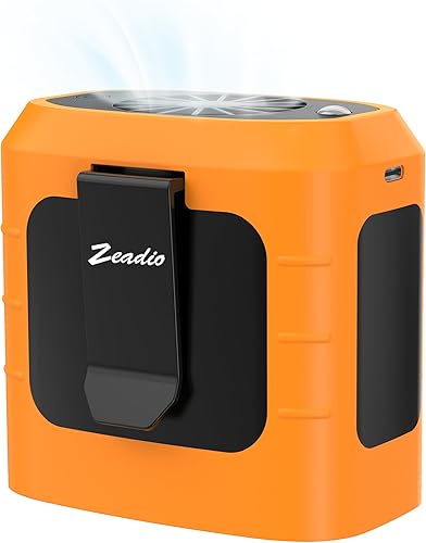 Zeadio Ventilador de clip de cintura, 3 velocidades, 6000 mAh, funciona con pilas, manos libres, ventilador de collar con función de carga, para