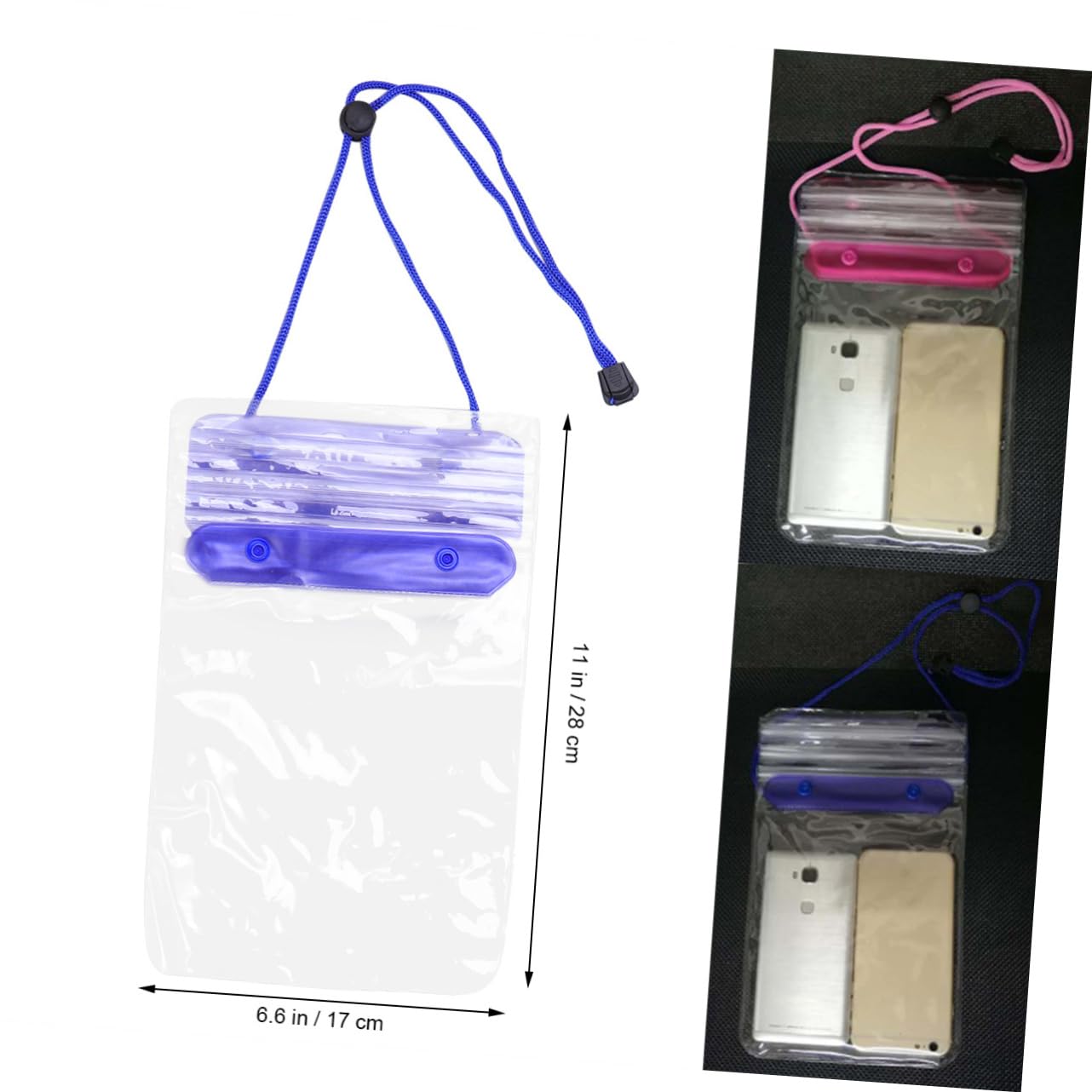 Angoily 2Pcs Large Phone Bag Pouch for Use Transparent Blue Underwater Touch Screen Case for Beach Fishing Swimming Boating Activities