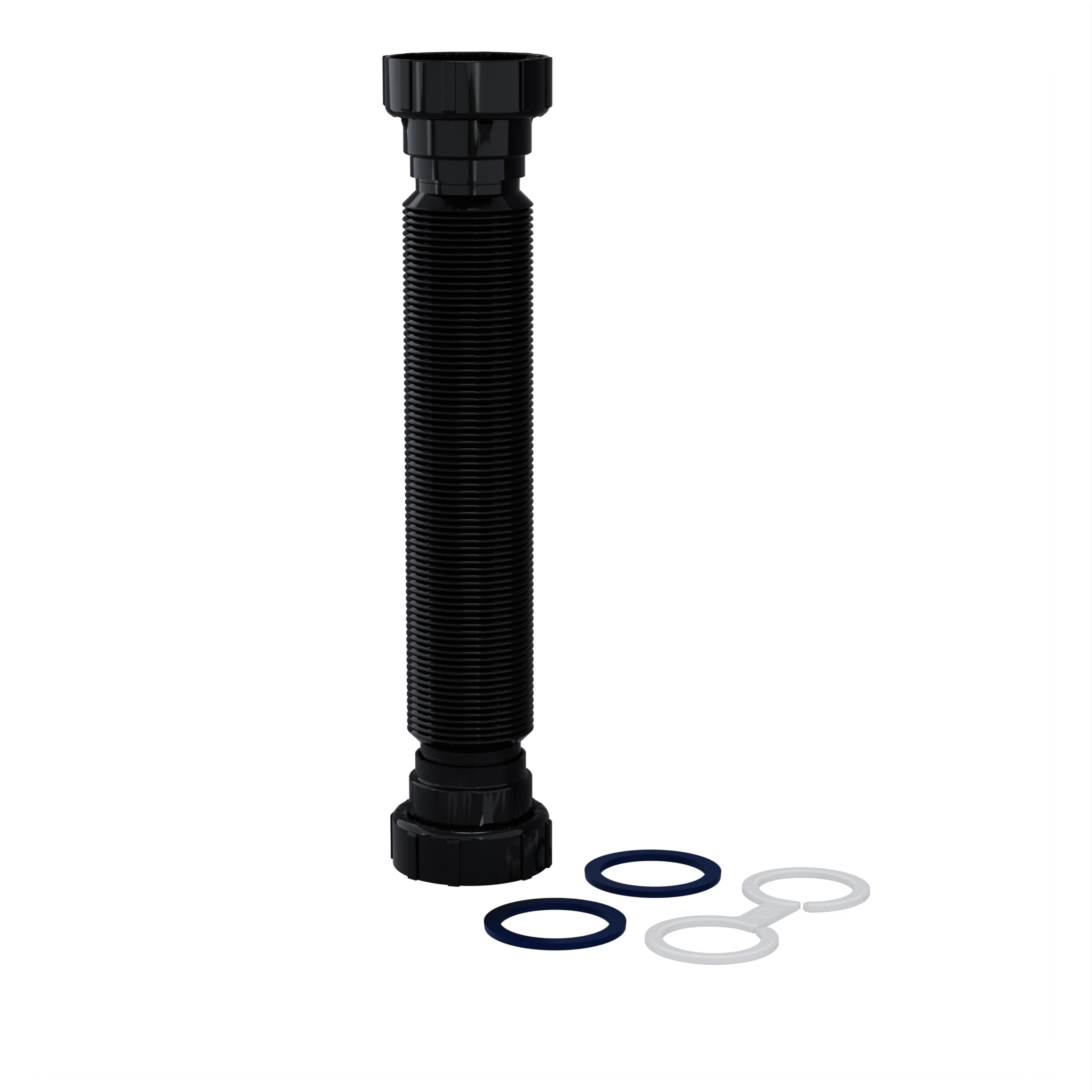 Flexible P-Trap for 1-1/2" Drain Pipes (Black - 24 Inch Length) with Adjustable Connections for Kitchen Sinks and Shampoo Bowls, Compatible with Various Sink Configurations