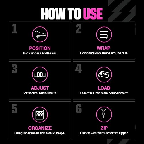 Miniatura 5 de Muc-Off Bolsa de sillín negra - Bolsa de bicicleta y accesorios de ciclismo para almacenar artículos esenciales de paseo - Almacenamiento
