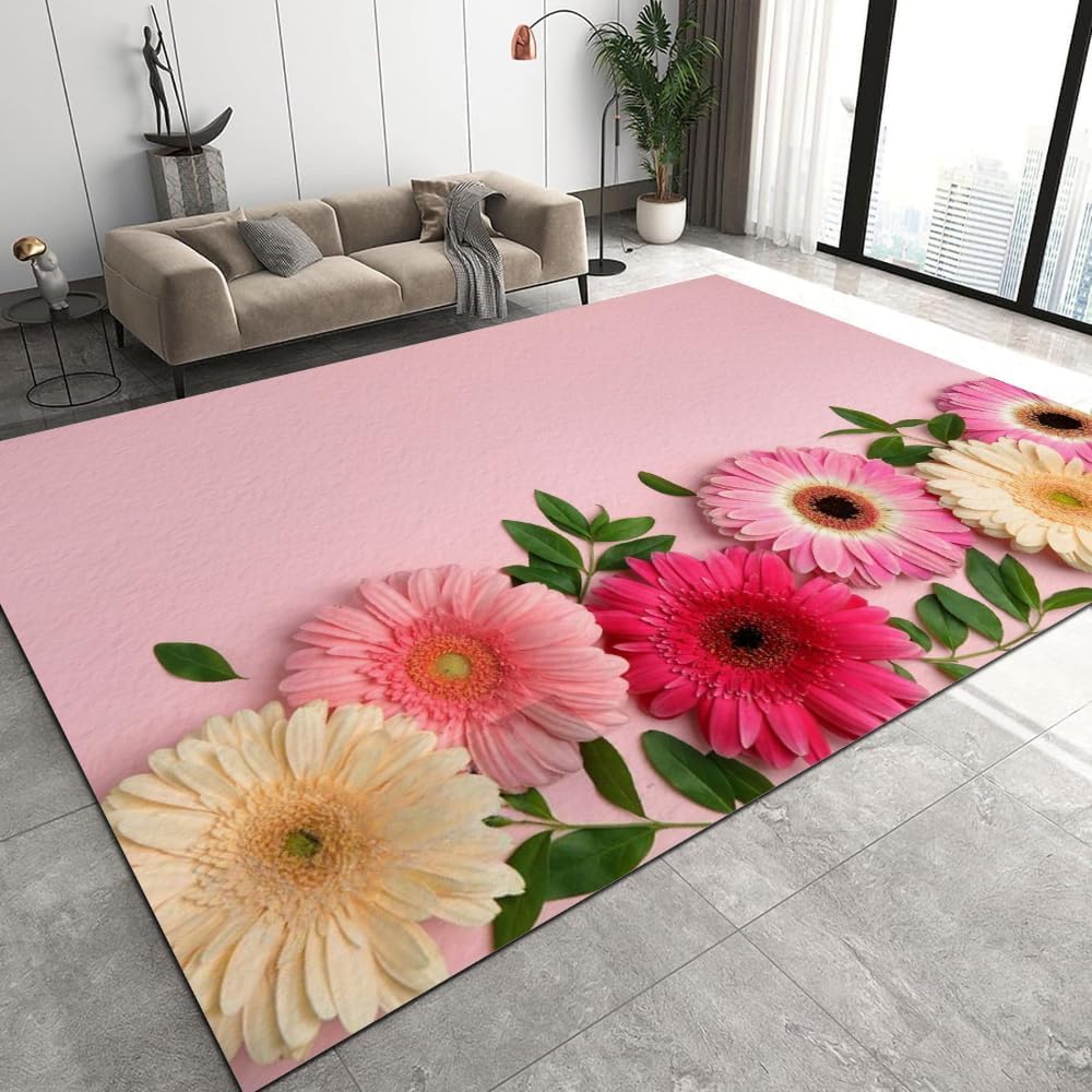Tapis fleurs 3D antidérapant idéal pour la chambre d'enfant et ado moderne