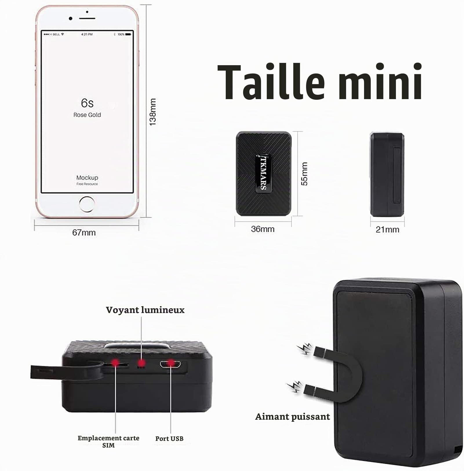 TKMARS Mini Traceur GPS 4G sans Abonnement Smart Finder Car Tracking Magnétique Micro GPS Tracker pour Moto,Bateau,Camping Car,Baggage,Vieil Homme,Enfant,Clé 4GTK913