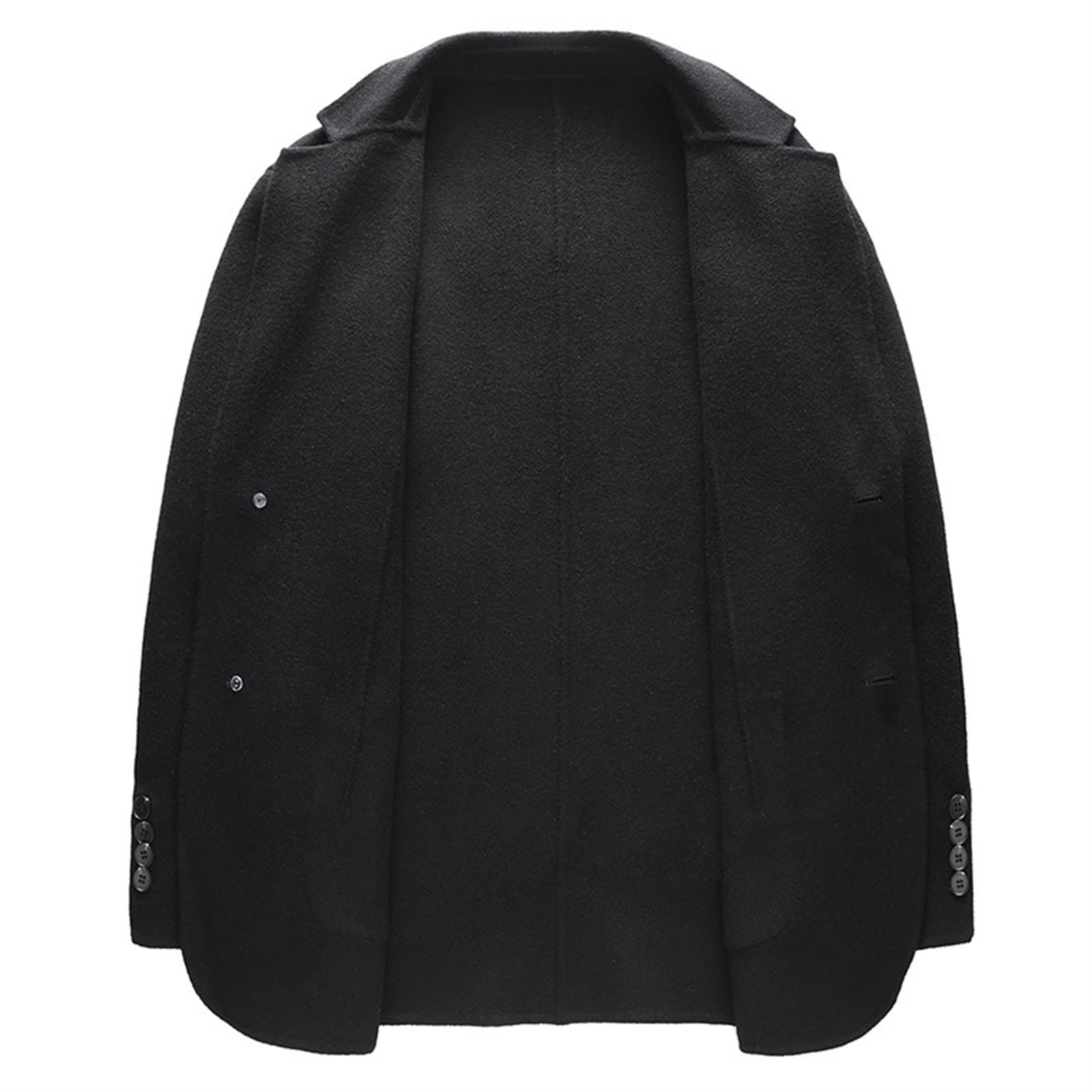 Men's Casual Wool Blend Sport Coat Vintage Slim Fit 2 Button Suit Jackets Lightweight Solid Blazer Overcoats (Black,XX-Large)