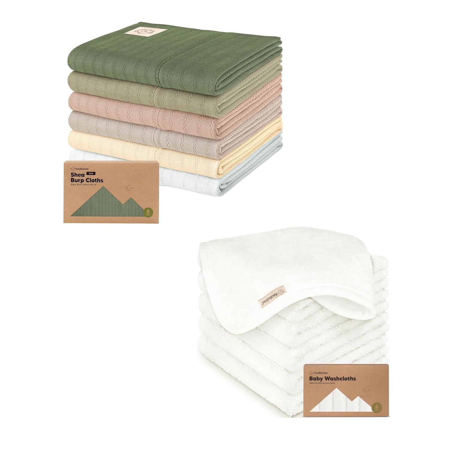 KeaBabies 6-Pack Baby Burp Cloths for Boys and Girls and Baby Washcloths for Newborns, Toddlers - Large Burp Cloths, Burping Clothes for Newborn - Bath Towels, Face Towel Ultra Absorbent
