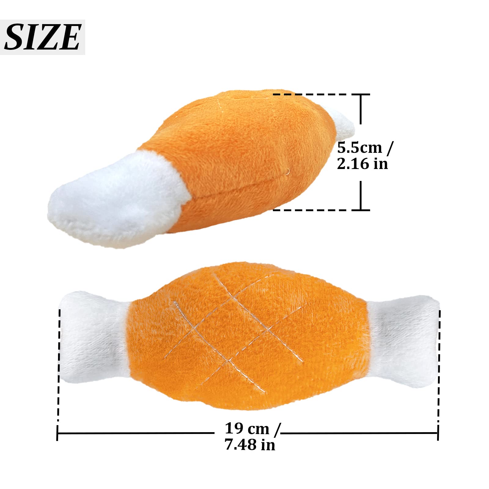 Andiker 2pcs Dog Squeaky Toy, Dog Chicken Legs Bone Pet Funny Squeaky Toy Dog Plush Toy for Small Medium Large Dogs and Cats (2pc) - Image 2