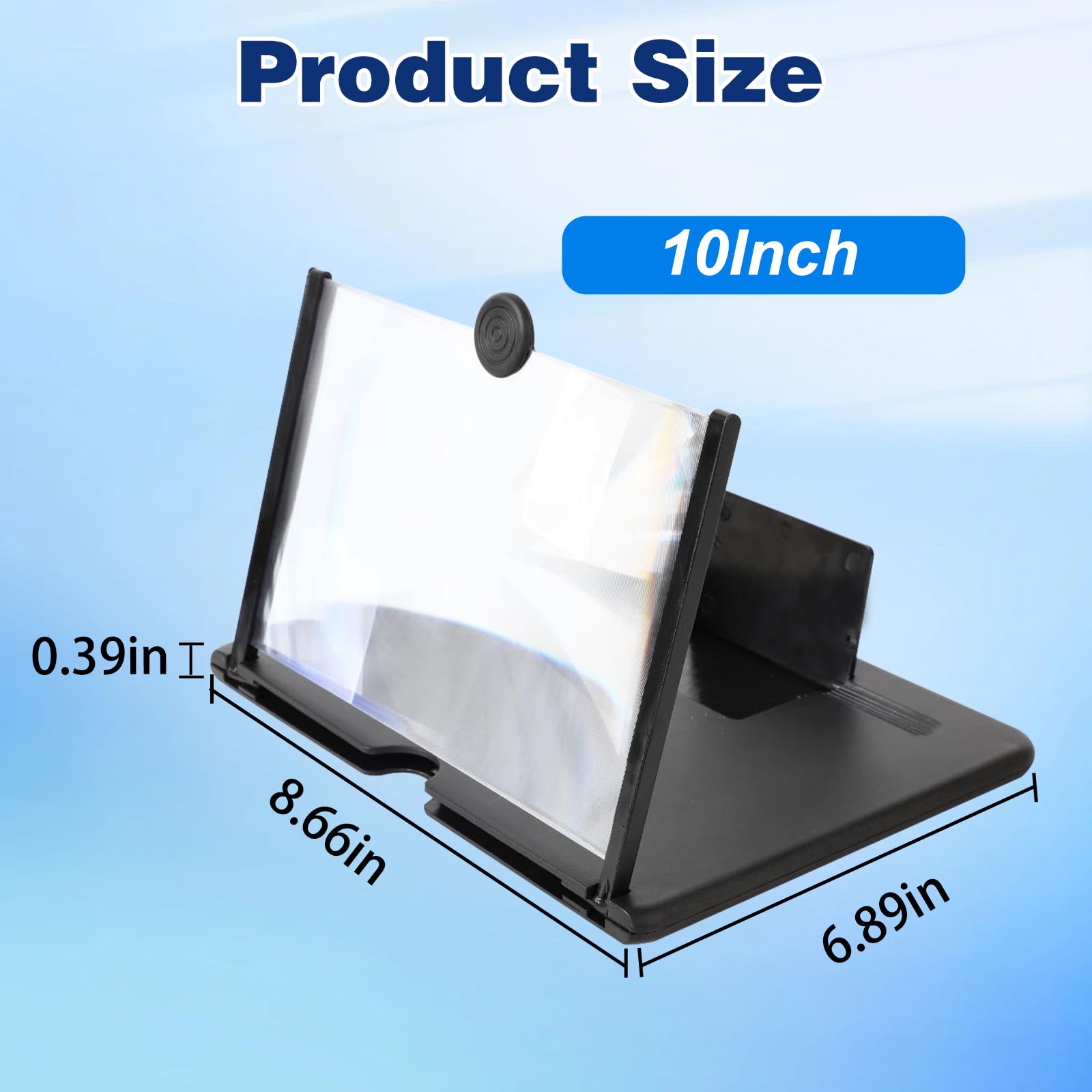 2026 Upgraded Big Screen Phone Magnifier,3D HD Screen Amplifier with Foldable Stand, Portable Mobile Magnifier for Movies & Gaming, Universal Compatible with All Smartphones (10in)