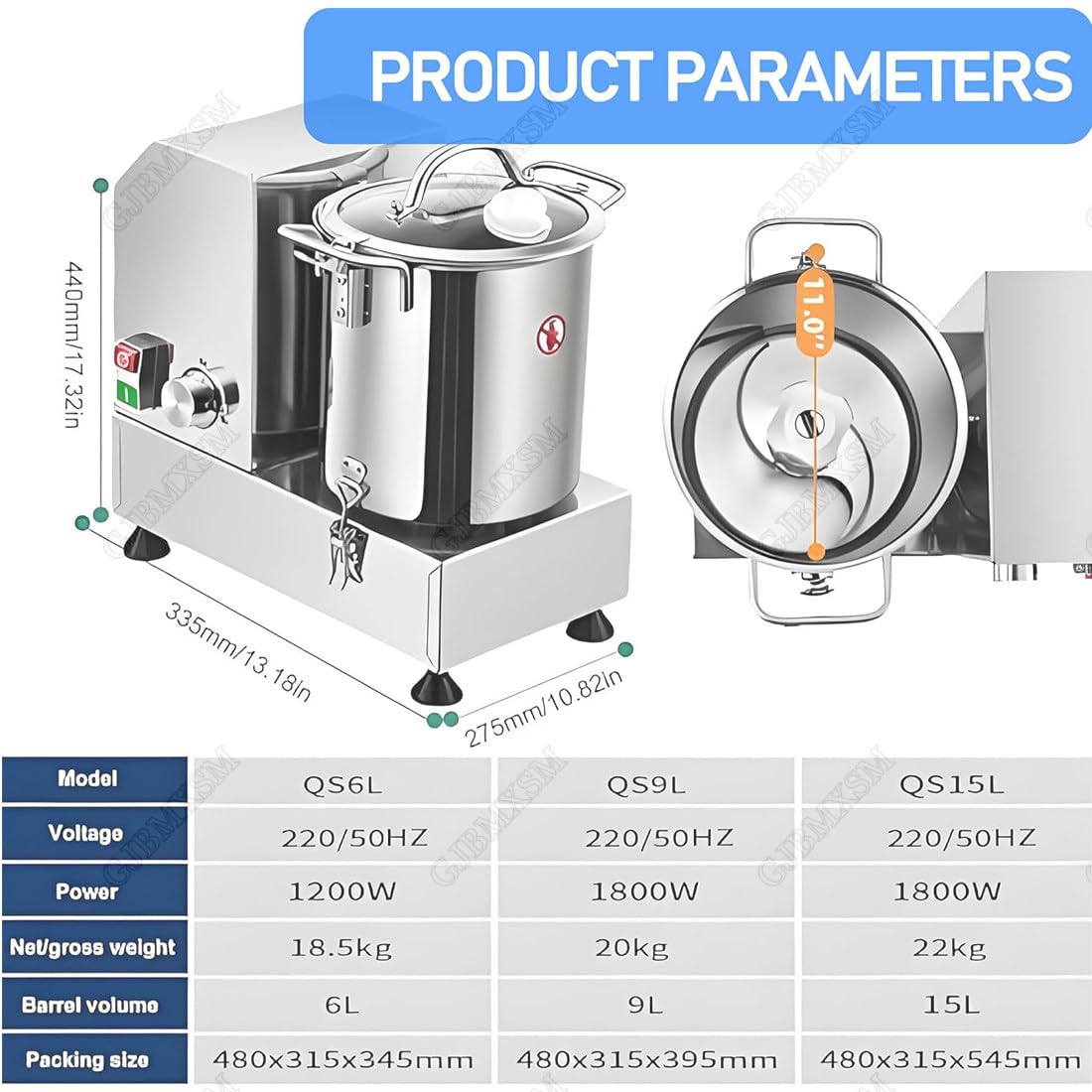 Procesador de alimentos y picador de verduras, picador de alimentos de acero inoxidable de 15 L con cuchillas en forma de S para picar verduras, frutas, granos, frutos secos
