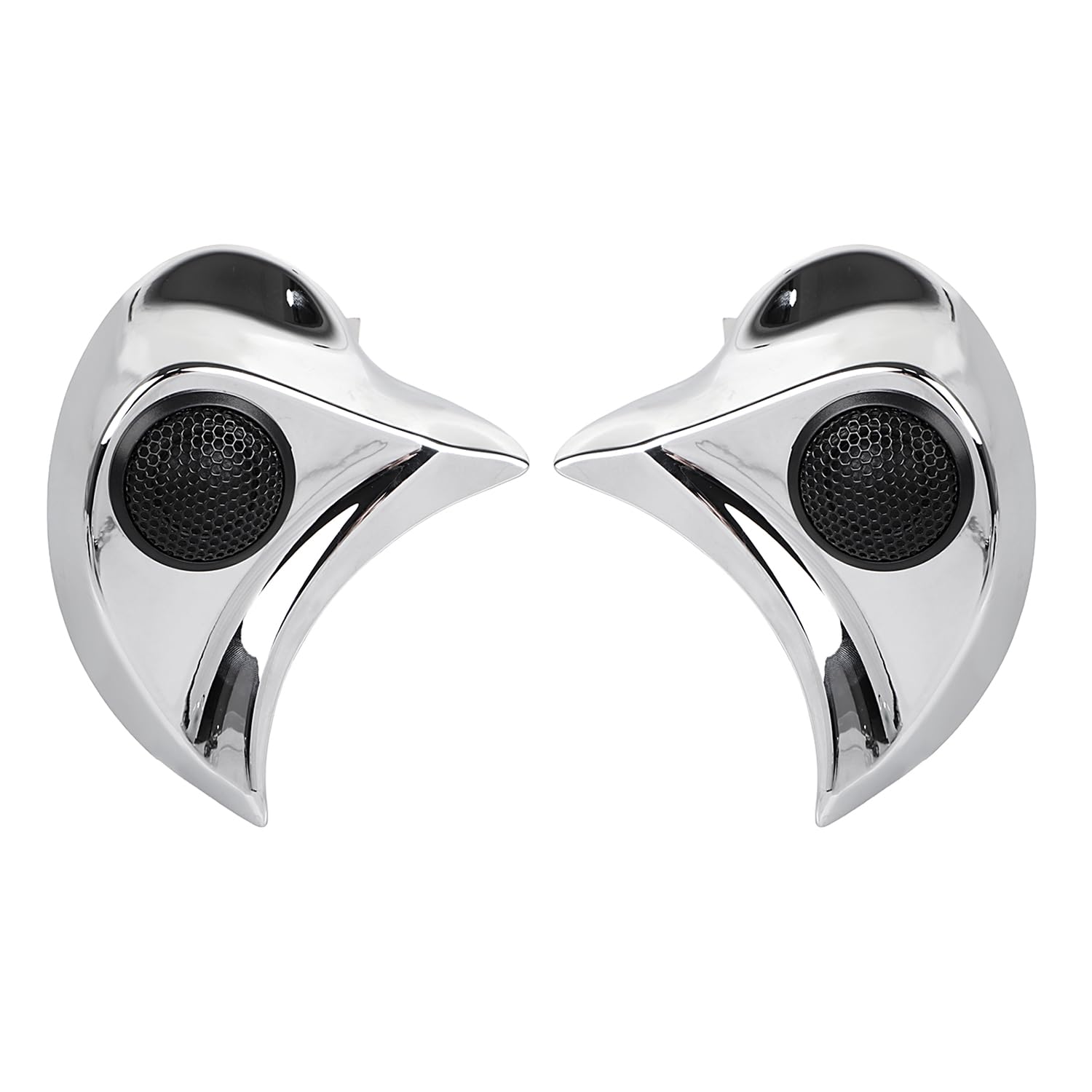 YDLMT Chrome Motorcycle Batwing Speaker Pods Tweeter Kits for Harley Street Glide Electra Glide Ultra Limited Tri Glide FLHX FLHTCUL FLHTKL 2014-2023
