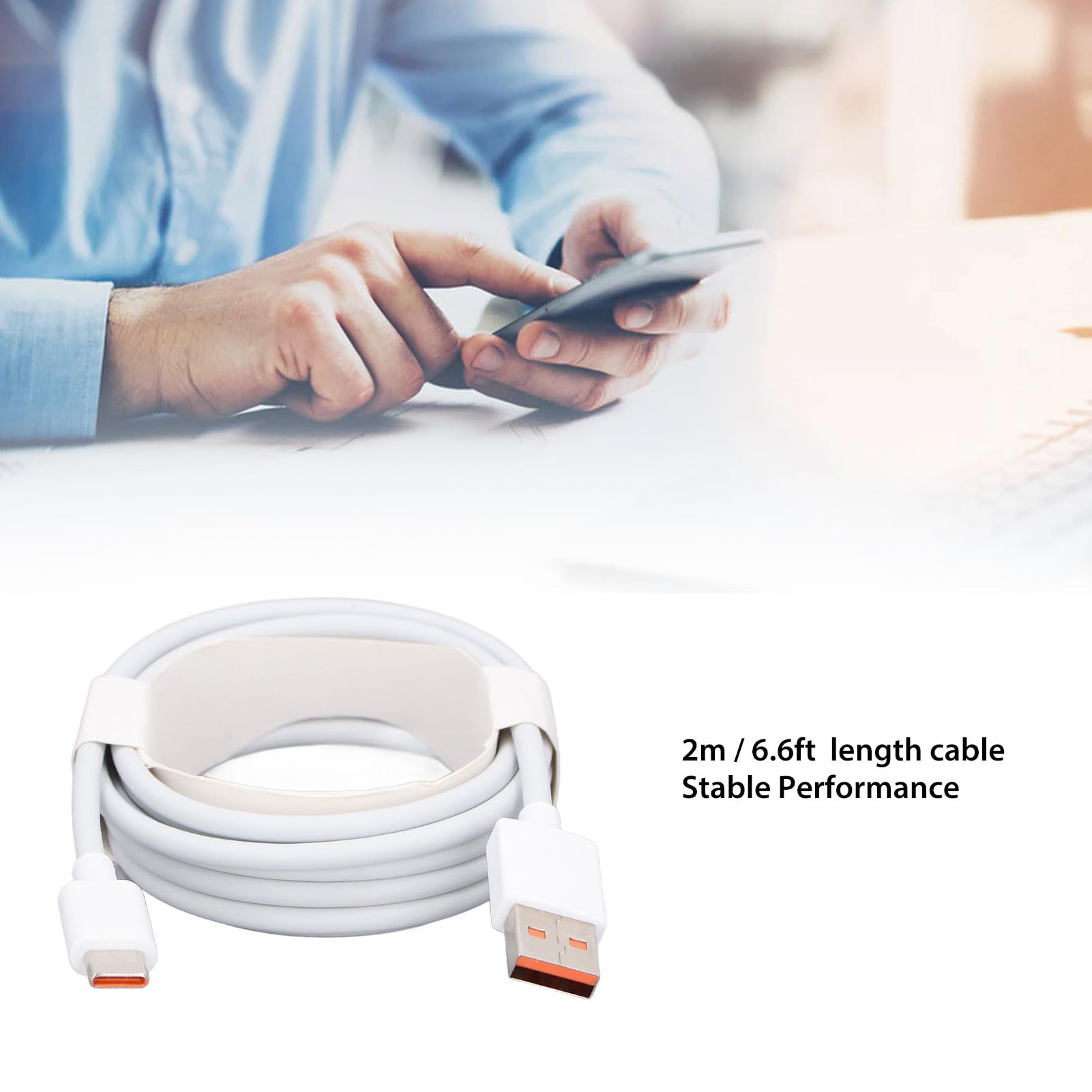 Kabel USB C, Szybkie ładowanie 120 W 6 A dla urządzeń 6,6 Stopy, Bezpieczeństwo Przede Wszystkim, z Zabezpieczeniem Przed Przeciążeniem, Zabezpieczeniem Przed Zwarciem