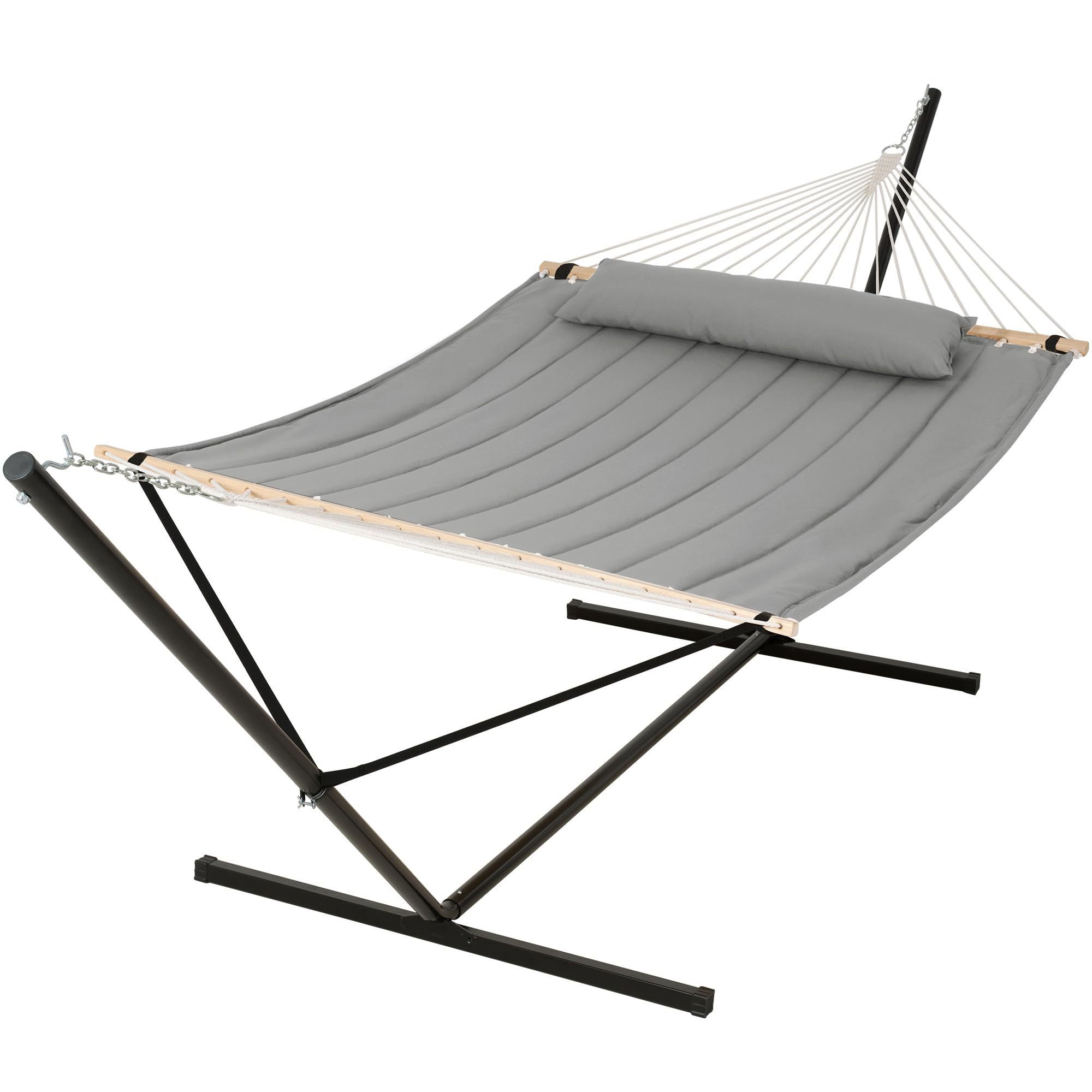 SUNCREAT Outdoor Hammock with Stand, Balance Straps, Light Gray