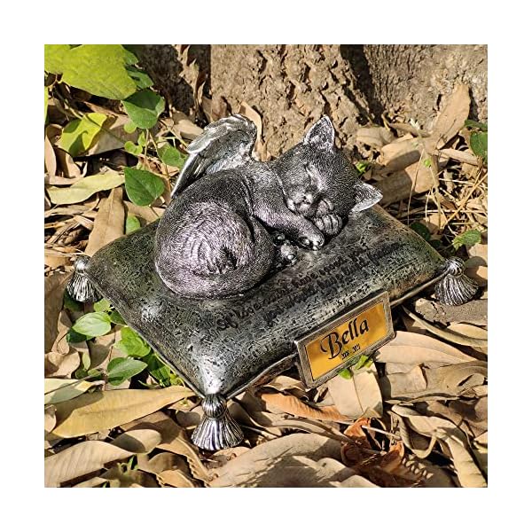 Wslhfeo angel cat sleeping on pillow cremation urn small pet memorial statue engraved with your pet's name l8 - image 5