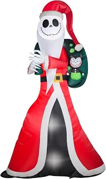 Gemmy Giant Christmas Inflatable Jack Skellington as Sandy Claws, 10 ft Tall, Multi