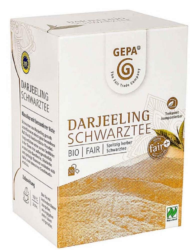 Gepa Bio Darjeeling Schwarztee - 100 Teebeutel - 5 Pack ( 20 x 2g pro Pack)