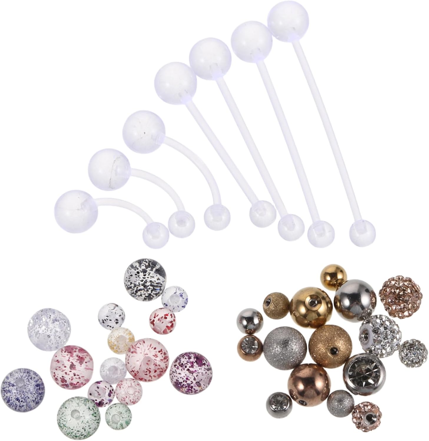 Acrylic Navel Jewelry Set with Glitter Balls for Pregnancy