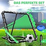 KESSER® Fußball Rebounder 100x100 cm | Verstellbares Trainingsnetz | Pass- und Schusstraining | inkl. Luftpumpe, 6 Markierungshütchen & 4 Widerstandshaken | für Handball, Volleyball | Prellwand - 2