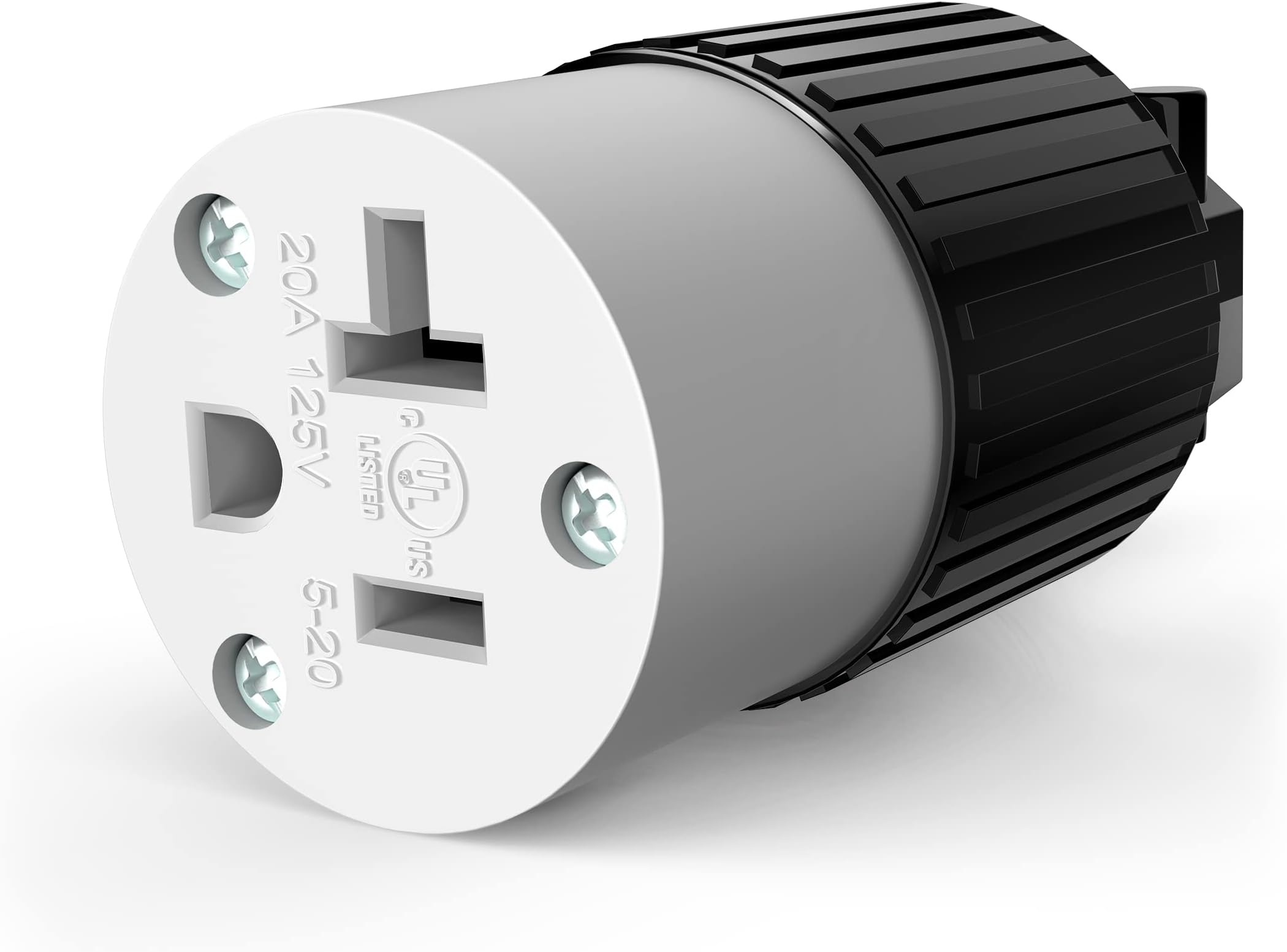 ENERLITES NEMA 5-20R Straight Blade Connector, Female Plug Replacement Cord Outlet, 20 Amp, 125 Volt, 2 Pole, 3 Wire Grounding, Industrial Grade, Heavy Duty, UL Listed, 66211-BK, Black