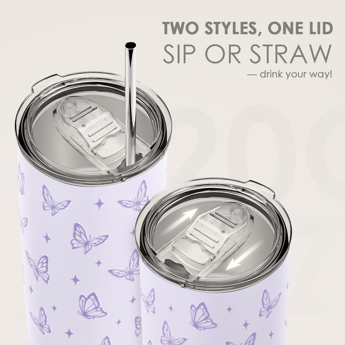 SANDJEST Butterfly Tumbler 20oz, Stainless Steel Travel Cup with Lid, Insulated Coffee Mug, Butterfly Gifts for Women Girls Friends Sisters on Birthday Christmas - Image 5