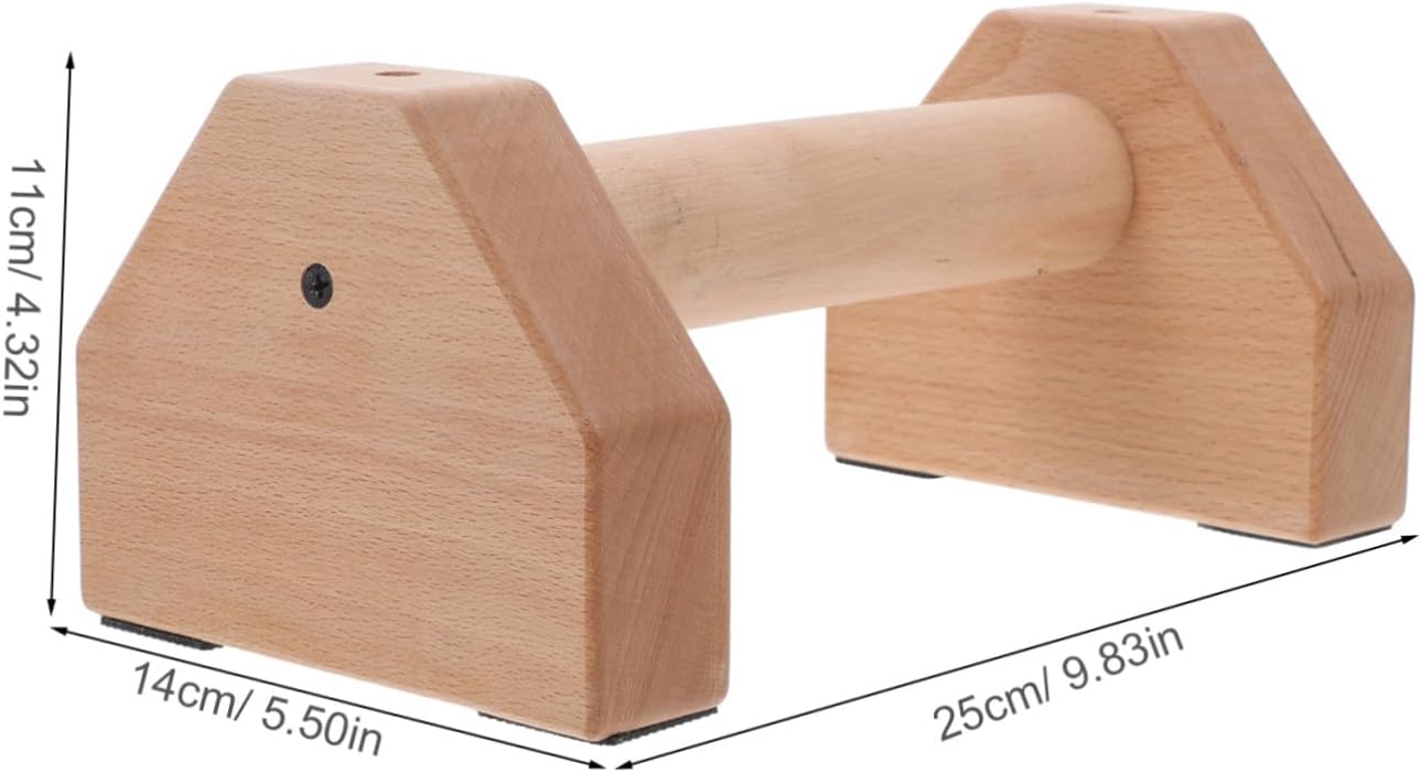 2 Pcs Wooden Pushup Handles with Anti-slip Base Smooth Grip Portable Fitness Stands for Strength Training Home Gym Equipment Men and Women