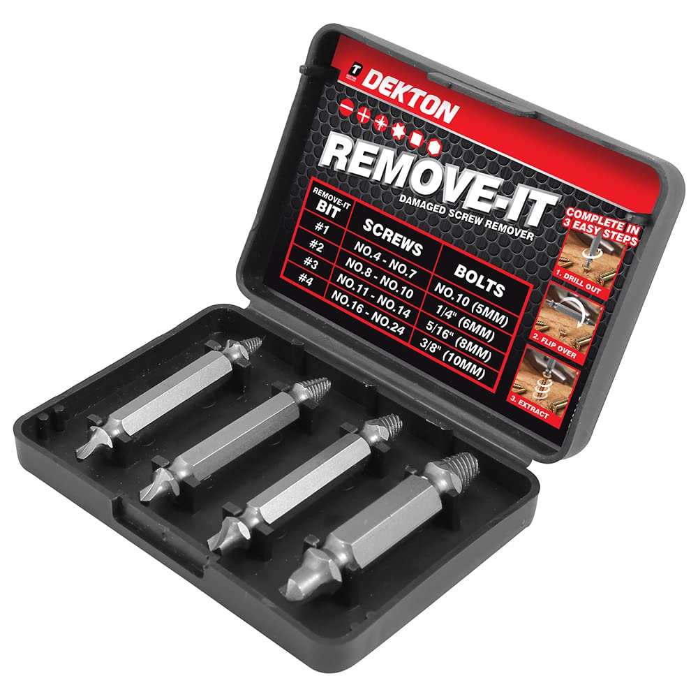Dekton Remove-It Pro Screw Remover-Removes Any Screw Or Bolt| Durable Hardened Steel Bits| Quick And Easy To Use| Suitable For Use With All Standard Speed Drills Including Phillips, Flat & Pozidrive