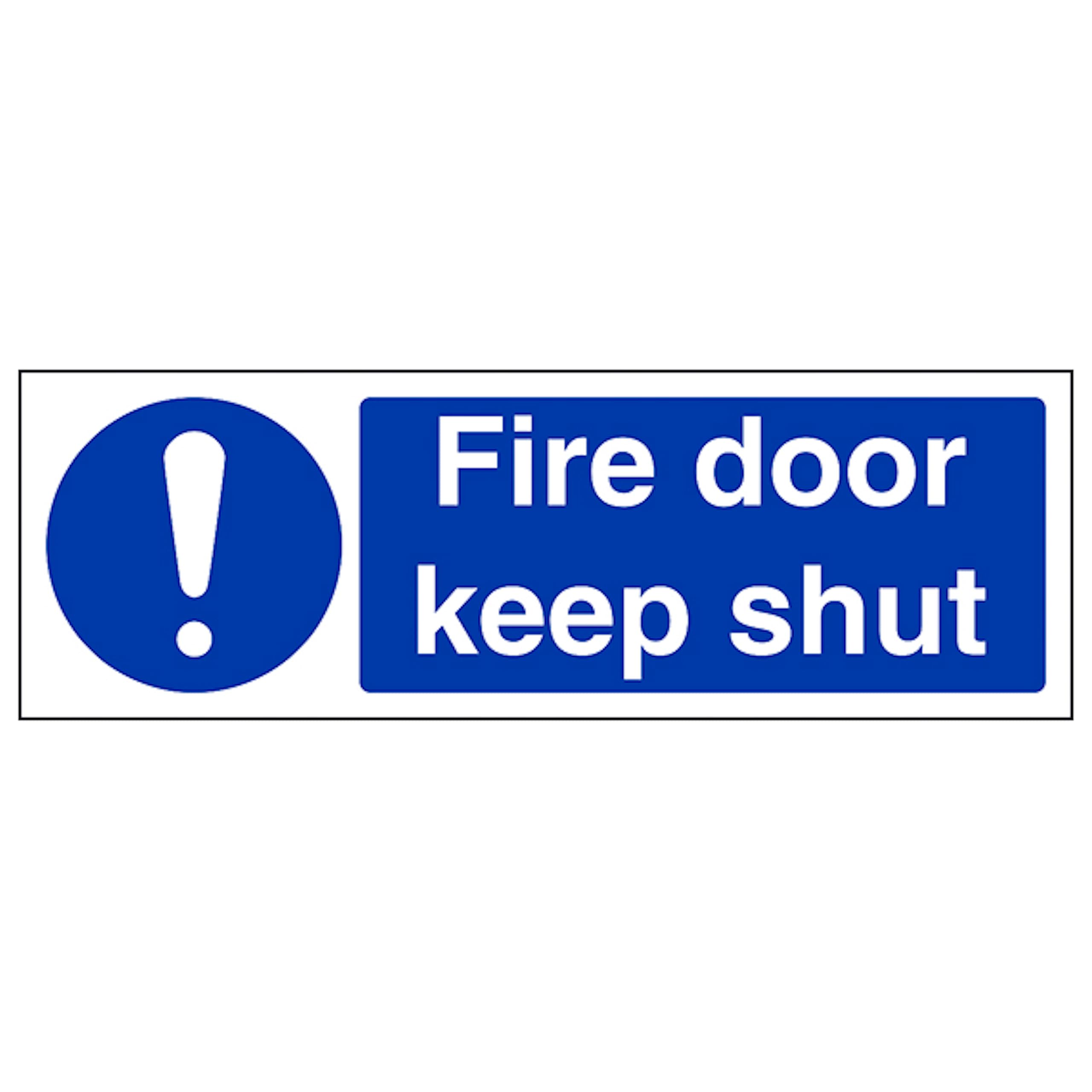 V Safety Fire Door Keep Shut - Landscape 600 x 200 mm - 2mm Super-Tough Rigid Plastic Safety Sign