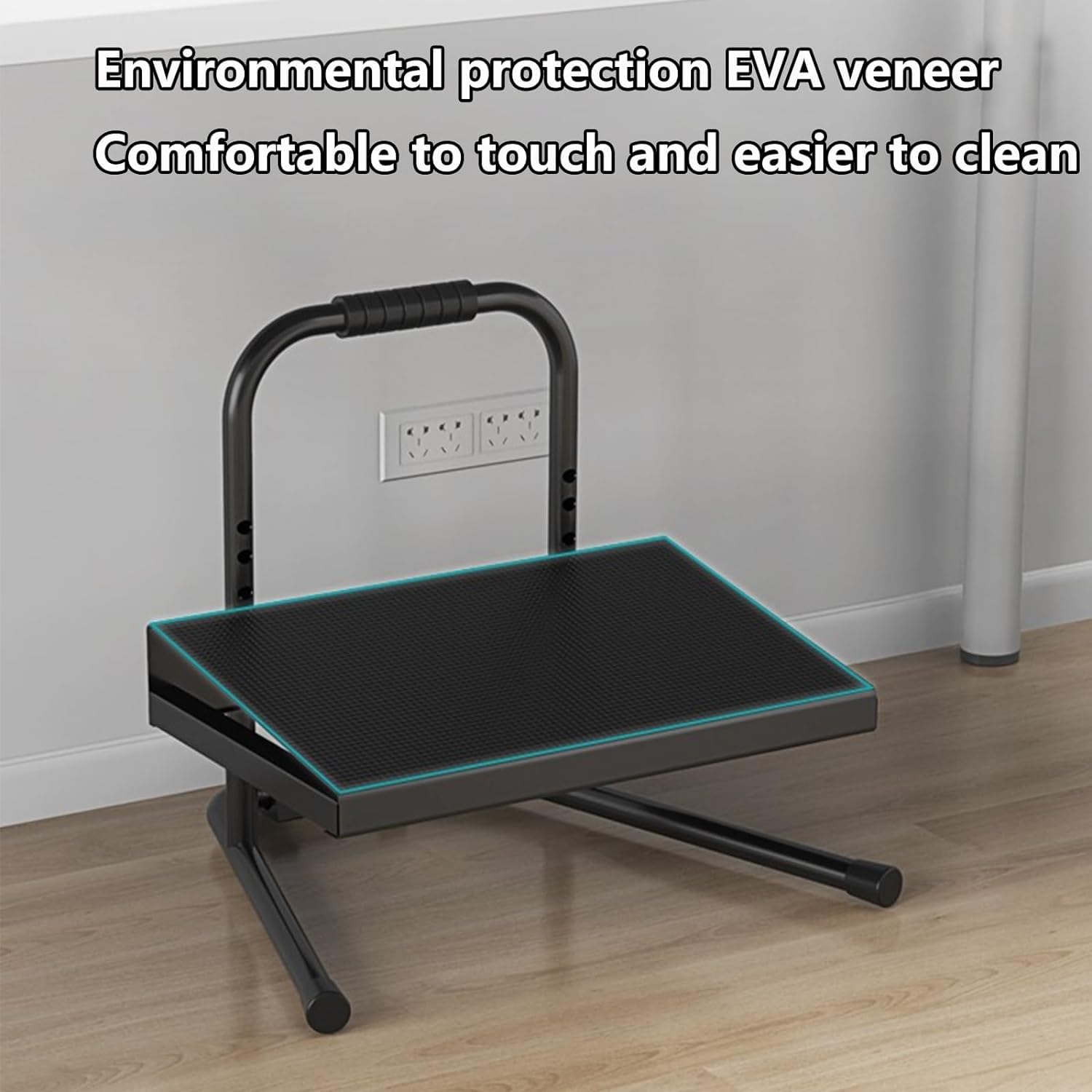 Reposapiés Debajo del Escritorio, Reposapiés De Altura Regulable, Reposapiés Ergonómico para Escritorios De Pie, con Asas Y Seis Ajustes De Altura