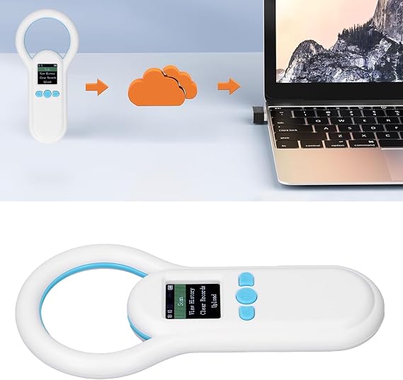Pet Microchip Scanner 134.2Khz, Animal ID Reader with 1.44 Inch TFT Display, Reads ISO FDX - B EMID Chips, Stores 500 Records, for Pet Vets Farms Shelters