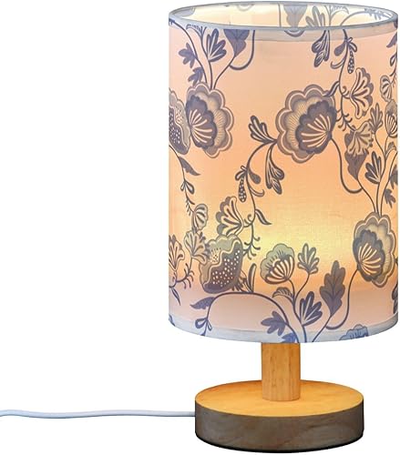 Led Table Lamp Nursery Night Light Modern Blue Flowers Chinoiserie Style Table Lamps for Girls Bar