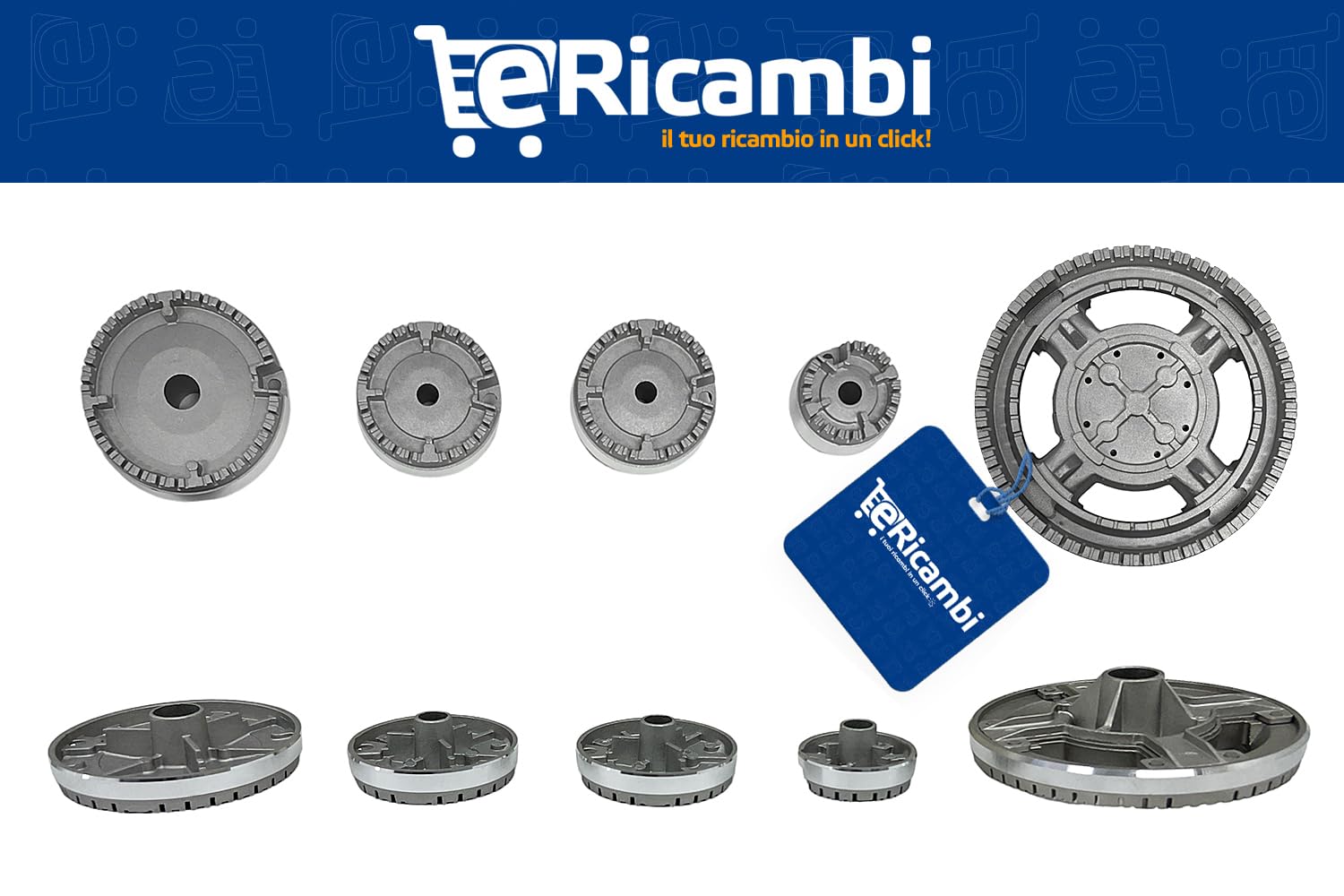 eRicambi®, Kit Sostituzione Franke Trend Set Completo, 3 Griglie + 5 Fornelli Cucina, Completi di Piattelli e Bruciatori. Dimensioni Griglia DX/SX 422x212 (mm) Griglia Centrale 390x230 (mm)