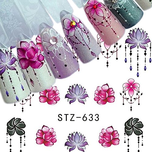 Wokoto 40 Sheets Water Transfer Nail Art Decals With 1Pcs Tweezers Unicorn Flower Feather Nail Wraps Sticker Manicure Kits For Women #TOP2