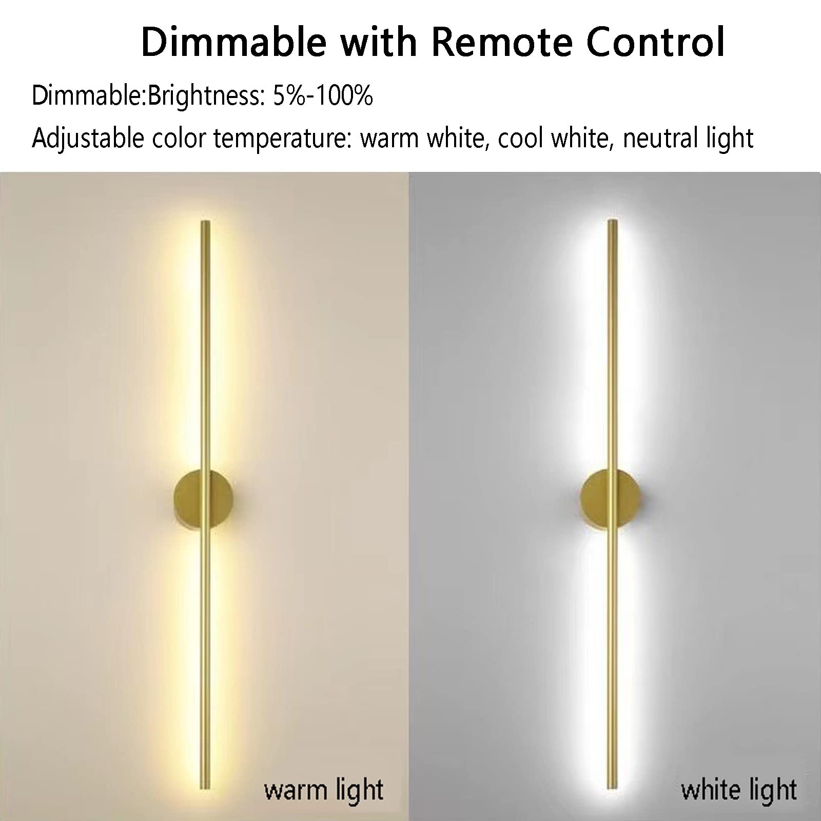 Luci da parete lineari a LED dimmerabili, 100 cm, moderna applique in alluminio per camera da letto e soggiorno, elegante illuminazione di sfondo nero, ideale per la decorazione della casa e