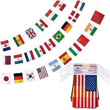 100 Countries String Flags Banner, 98 ft International Flag Bunting, World Flag Decoration for Classroom,Bar,Soccer Party,Sports Clubs,School Festivals Celebrations,Soccer Game Events
