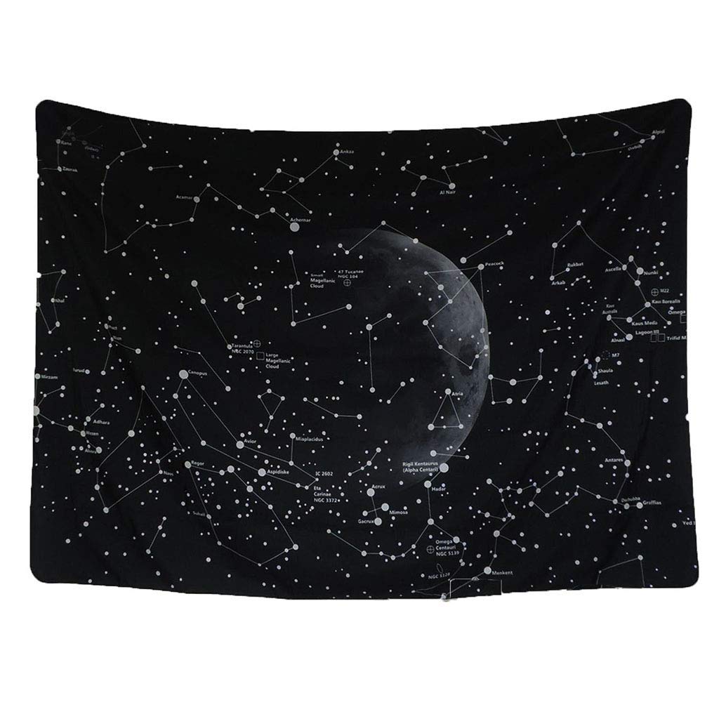 Tapisserie en polyester imperméable noire motif étoile salon et chambre