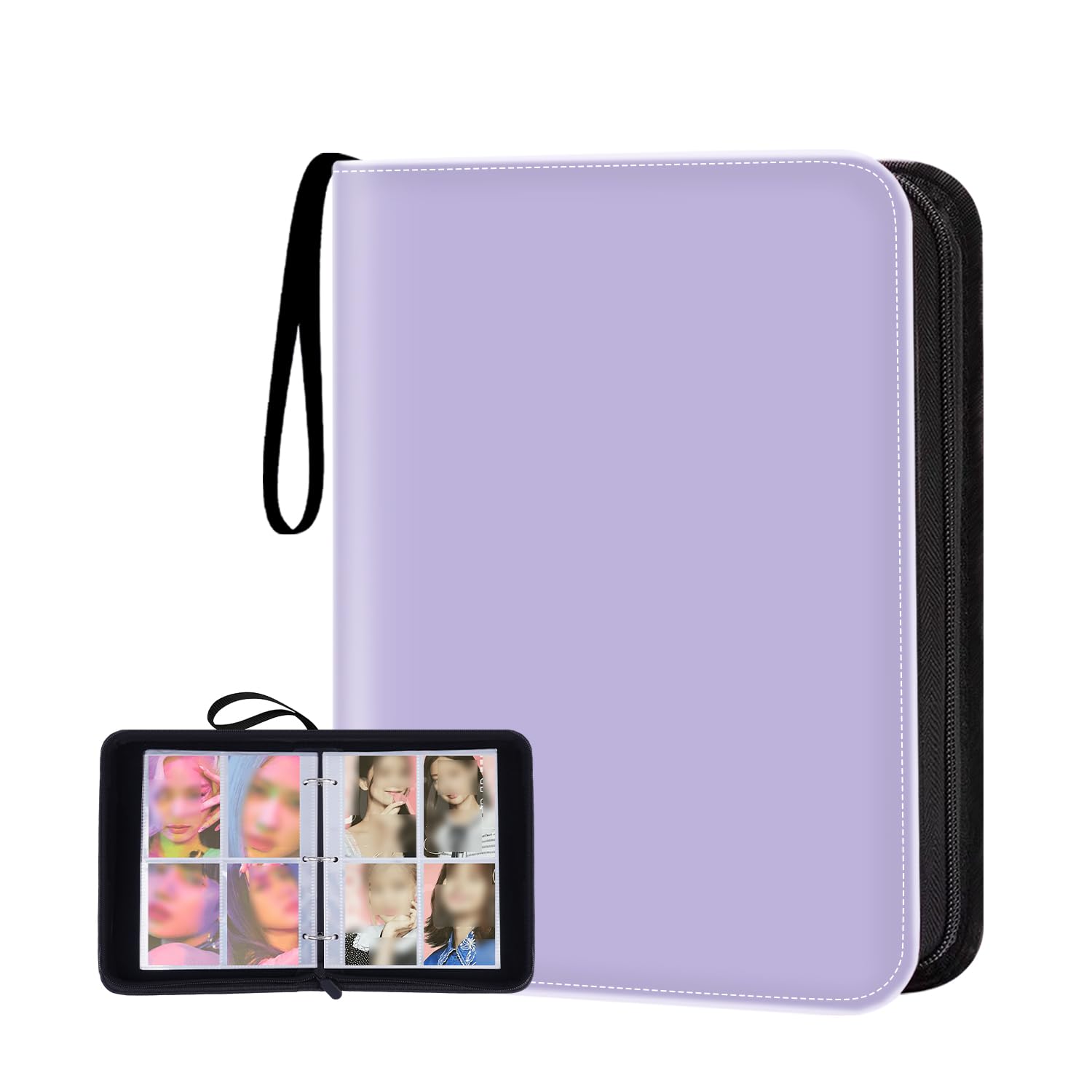 HESPLUS Kpop Photocard Binder with 50 Pack 4-Pocket Card Pages, 400 Photocard Holder Book with Sleeves A5 Binder Photocard Album PU Leather Binder Cover for Trading Cards, K-pop Photocards, Purple