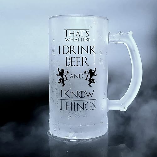 Miniatura 5 de CSM Supply That's What I Do I Dr*nk & I Know Things - Taza grande de 16 onzas - Inspirado en Juego de Tronos - Vidrio transparente grueso - Caja de
