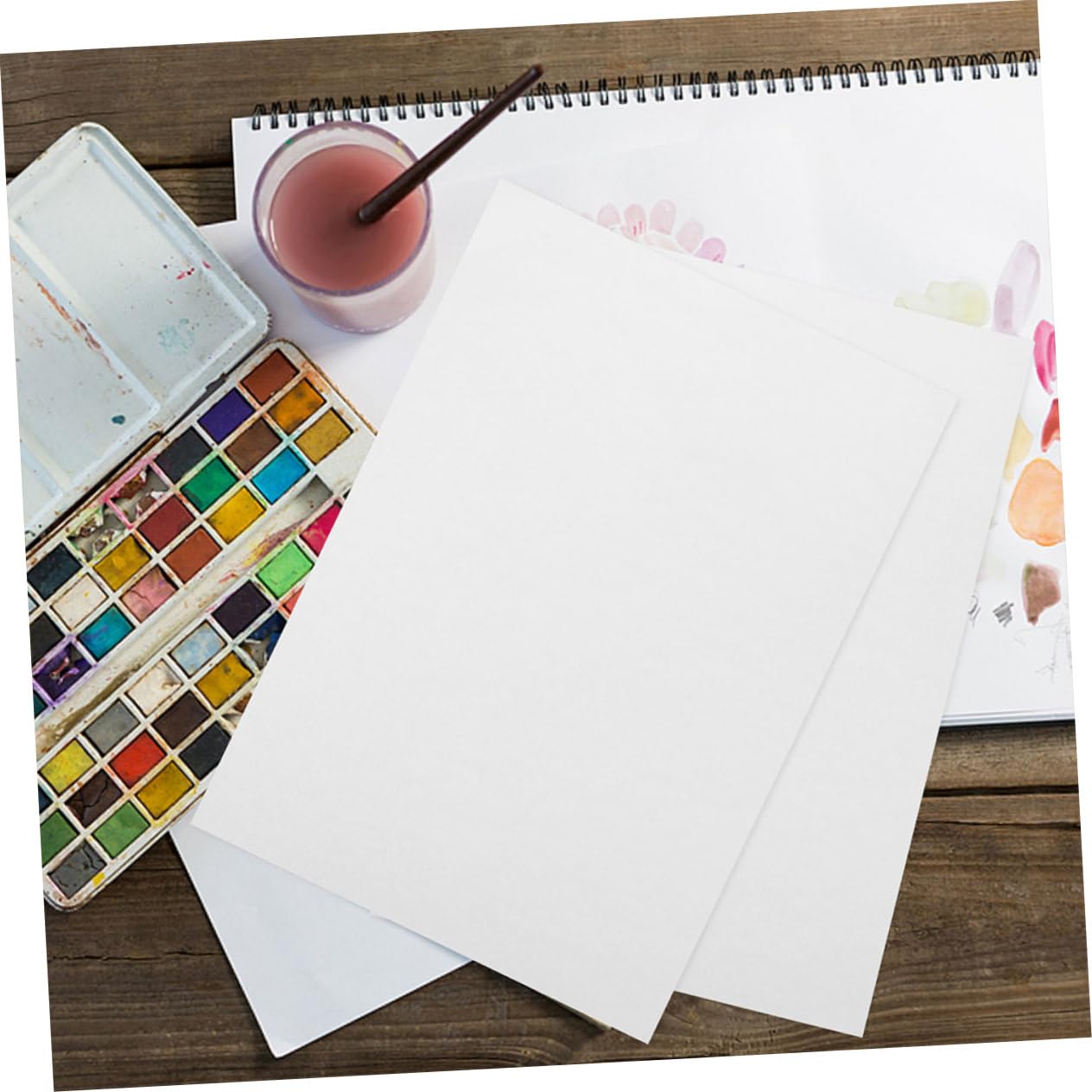 Aquarellpapier Zeichenblock 100 Blatt Dickes Papier zum Malen | Weißes Kunstmalpapier, 160g Starkes 8k Format, für Vielseitige Maltechniken