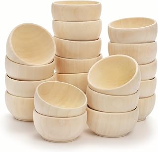 ZENFUN 20 Pack Wooden Pinch Bowls, Mini Unfinished Bowl Set for DIY Crafts, 1.5 oz Condiment Bowls, Small Round Bowl for Sorting, Dipping Sauce, Nuts, Spice, Candy, 1.1 x 2.1 Inches