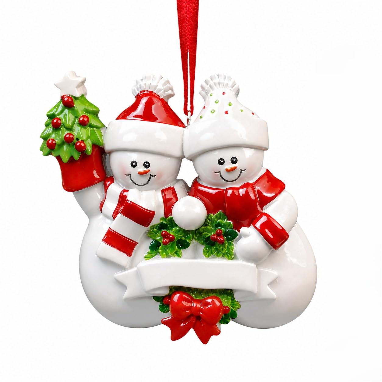 iDIY Family Christmas Ornament 2026, Snowman Ornament with Pen, Write Your Own Names and Year, Resin Christmas Tree Decoration, Family Keepsake Gift, 2-Person Design