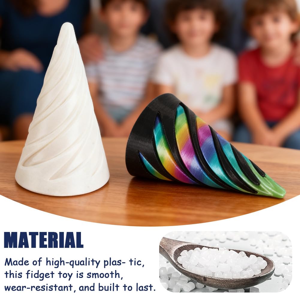 2Pcs Spiral Cone Impossible 3D Printed Fidget Toys Gearball Pyramid Spiral Cone Fidget Toy Passthrough Sculpture for Anxiety Stress Relief Desktop Office Home Decor Gift for Kids and Adults - Image 4