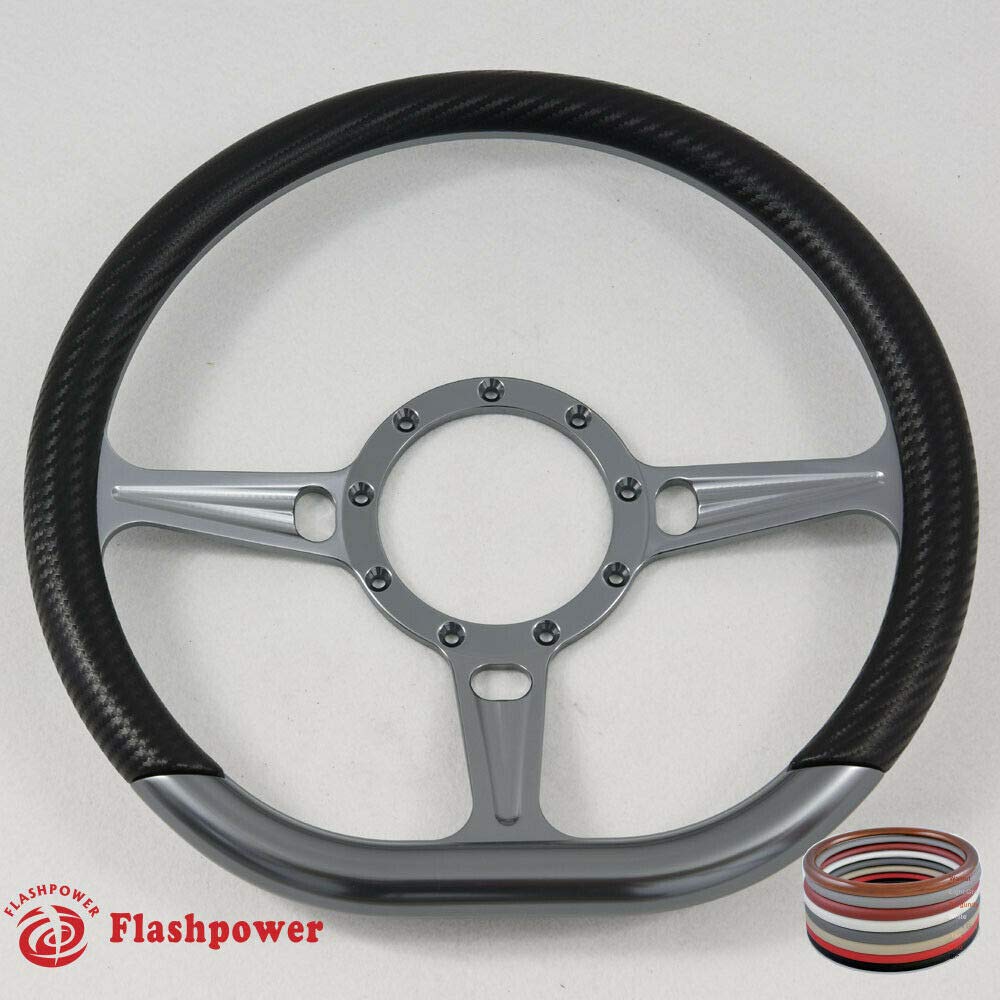 Amazon.com: Flashpower 14'' D-Shape Steering Wheel Carbon Vinyl