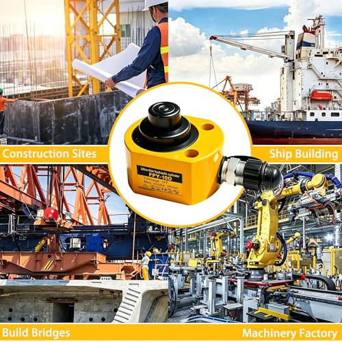 Image of Jooptoolwook 10T Multi-Section Low Profile Hydraulic Ram Jack, 1 inch Stroke Portable Mini Hydraulic Lifting Cylinder for Machinery, Bridge & Construction Industry