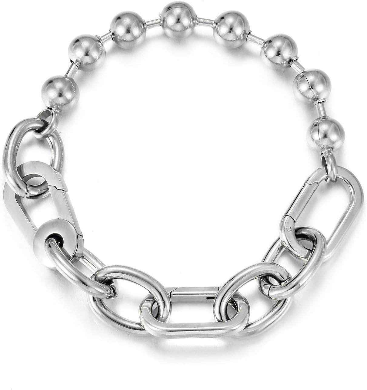 CIUNOFOR 14K Gold Plated Beaded Link Chain Bracelets for Women, Dainty Silver Stackable Bracelet, Trendy Charm Jewelry Gift for Her, Comfort fit for 6.5”–7.0” wrists