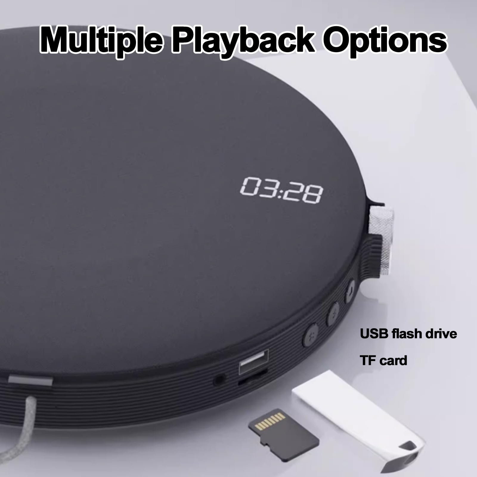 Lettore CD Bluetooth con altoparlanti ad alta fedeltà, design portatile retrò, Bluetooth 5.0 bidirezionale, supporta disco USB, scheda TF, musica MP3 e WMA