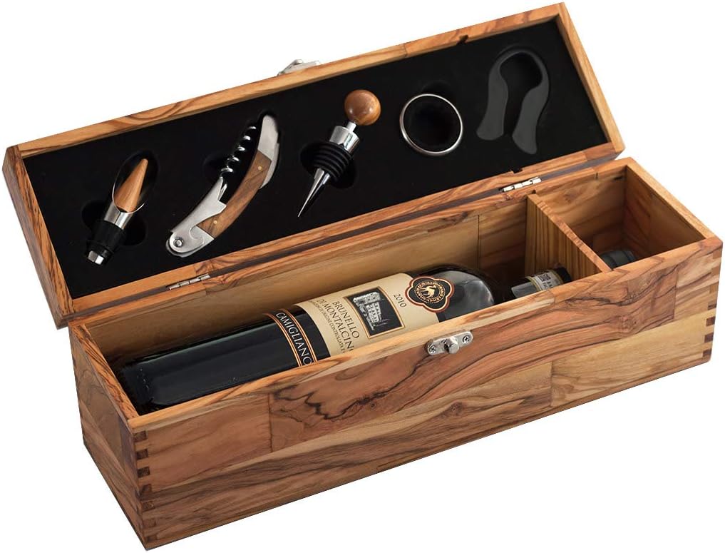 Tramanto Luxury Wine Box, 5 Piece Gift Set, Made in Italy