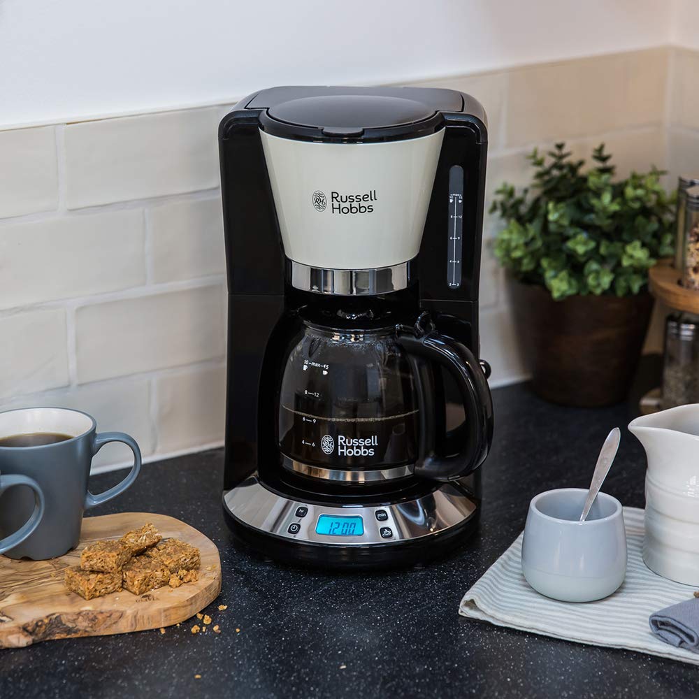 Russell Hobbs ekspres do kawy, sprawniejsze parzenie kawy, funkcja przerwania parzenia, funkcja podtrzymywania temperatury, zintegrowana łyżka miarowa, moc 1100W, kremowy, Colours+ 24033-56
