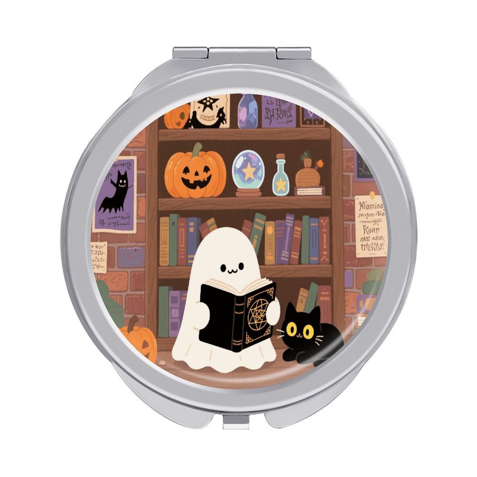 VstaDank Cute Ghost Travel Makeup Mirror Fashion Folding Handheld Pocket Mirrors Portable Cute Mini Mirrors Round Compact Mirror for Purse Handbag& Gift Home Outdoor Use