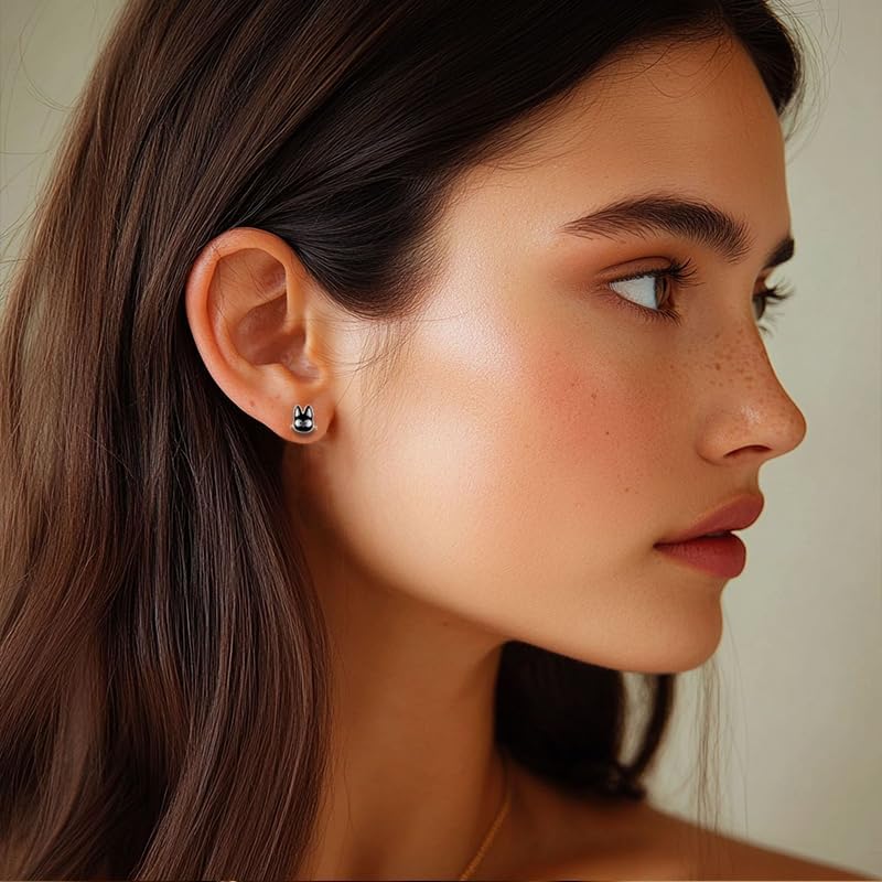 Halloween Black Cat Stud Earrings for Women Fashion 925 Sterling Silver Black Kitten Earrings Creative Cute Animal Earring Charms Birthday Jewelry Gifts - Image 3