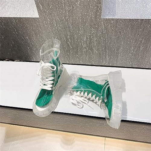Kluolandi Women's Transparent Boots Lace Up Platform Combat Ankle Boots Waterproof Clear Booties Shoes4