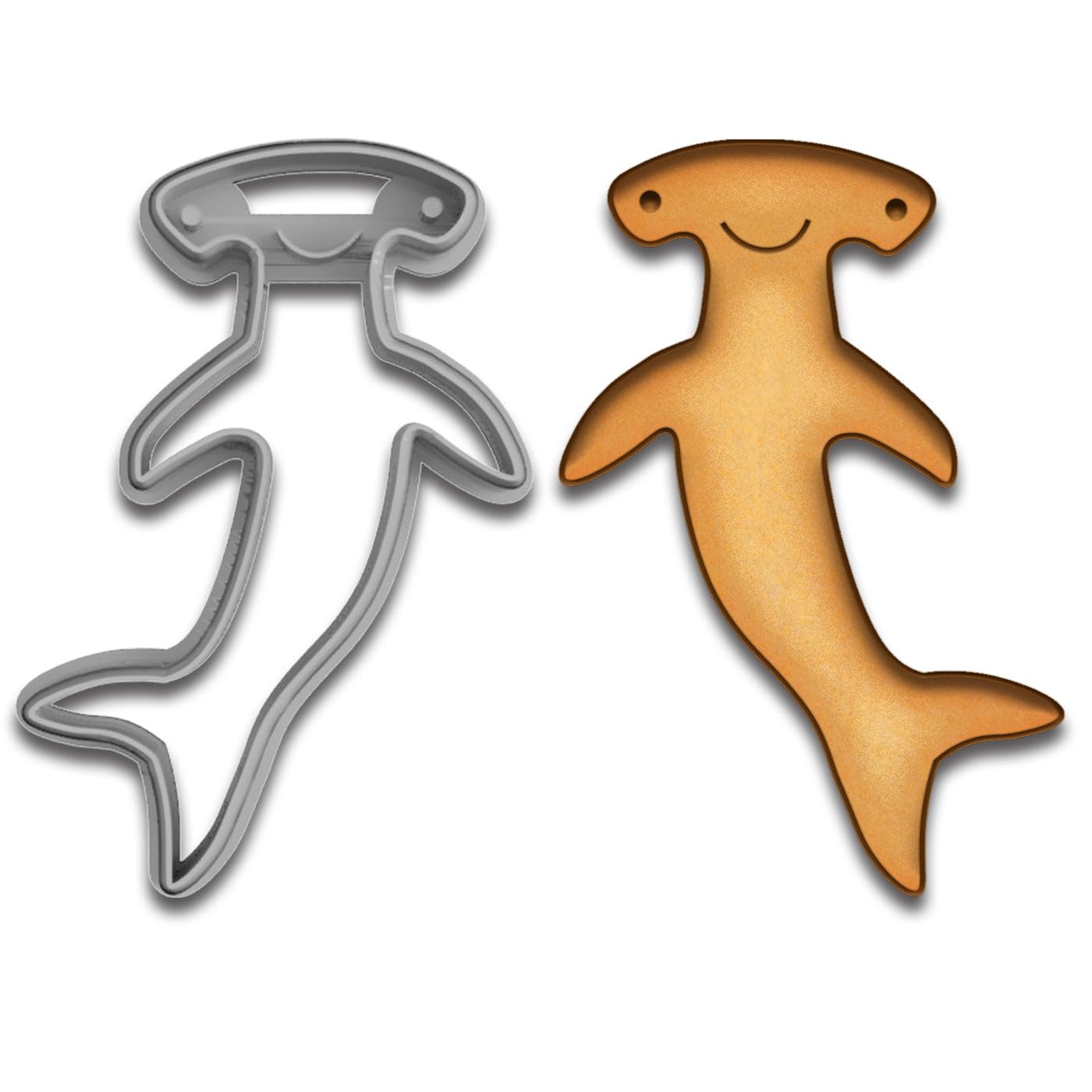 Hammerhead Shark Cookie Cutter - 4.25x2.83 Inches, Ocean-Themed Baking Tool