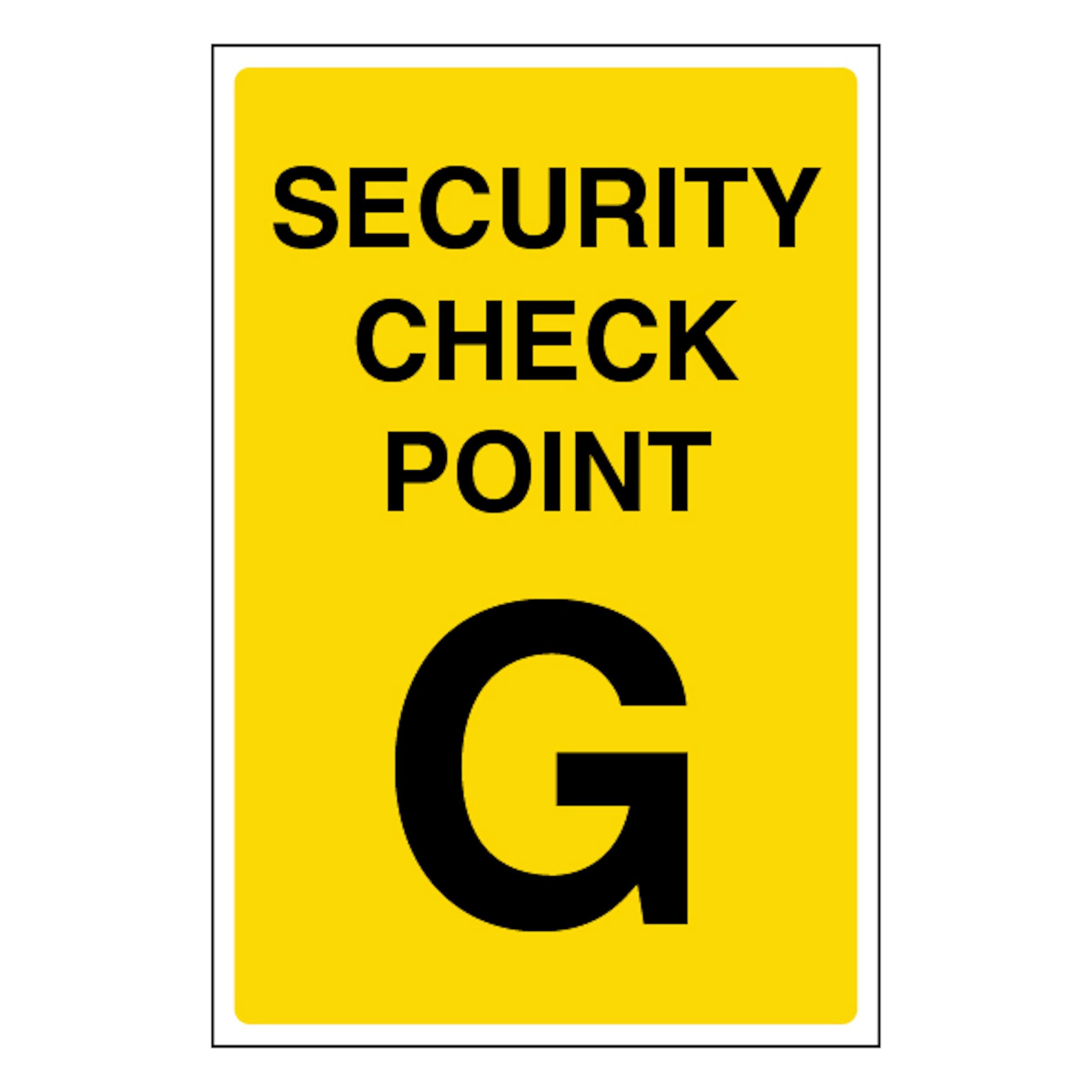 V Safety Security Check Point G 200 x 300mm - 1mm Rigid Plastic