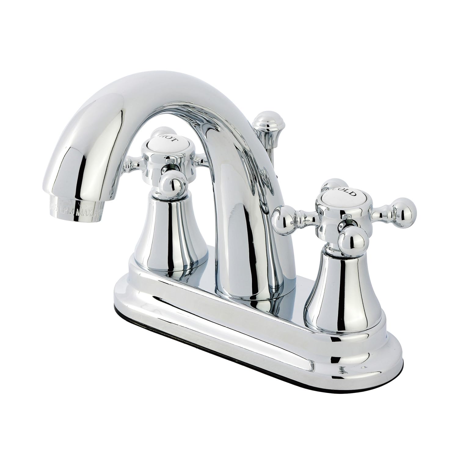 Kingston Brass KS7611BX - Llave de lavabo con centro de 4 pulgadas con tapón de latón, 4-3/4 pulgadas, cromo pulido, latón, Cromo pulido, 4-3/4"